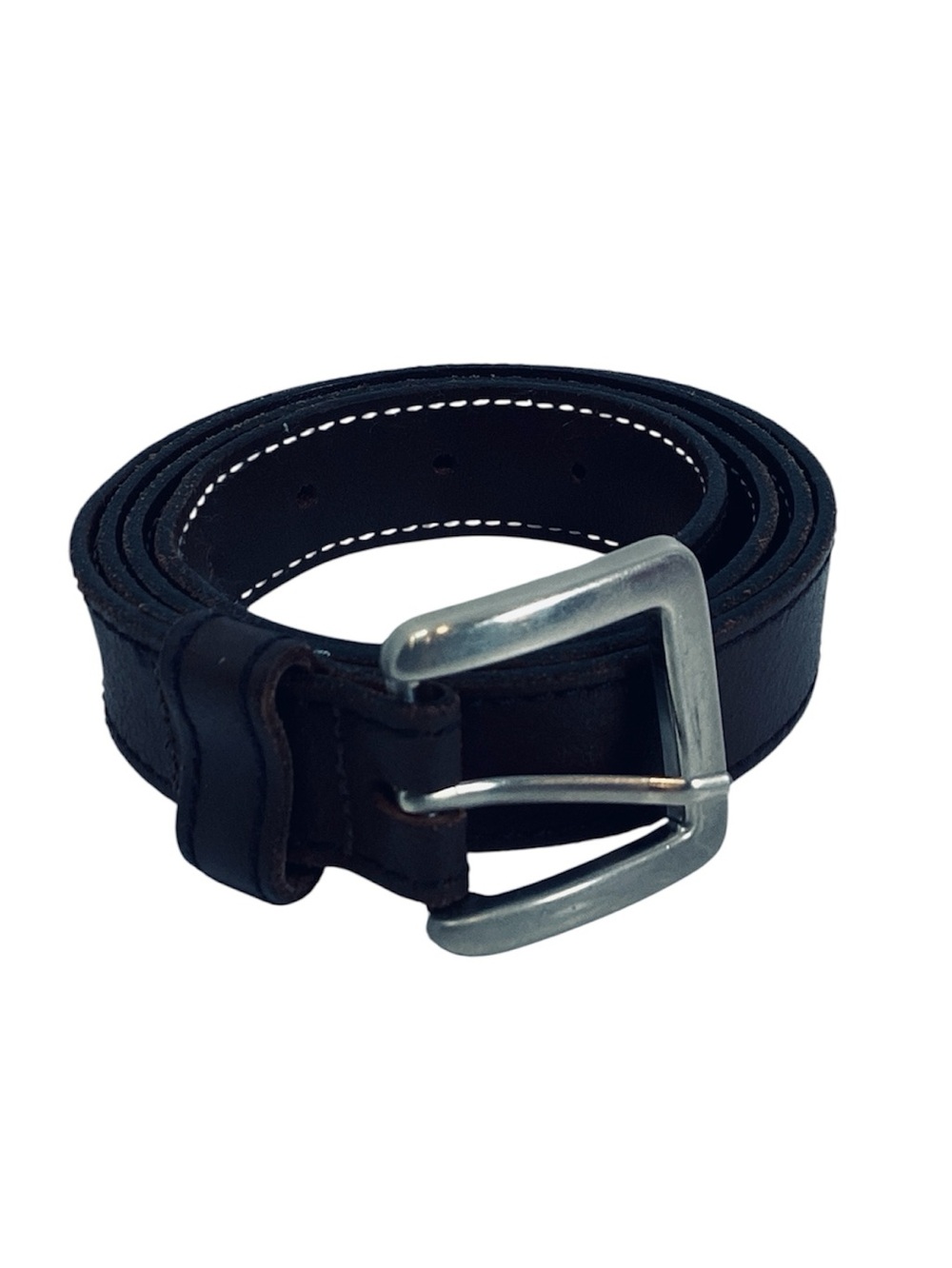 🦋 Men's Brown Leather Belt with Silver Buckle, Size 38
